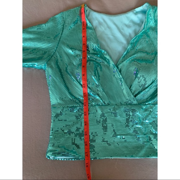 Aqua sequined crop top and tulle skirt - Picture 9 of 10